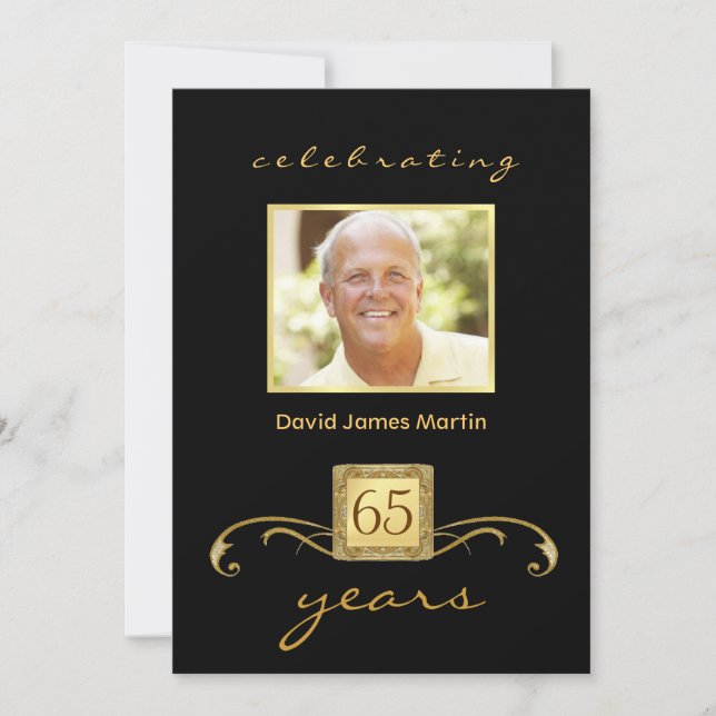 65th Birthday Party Invitations - Formal Monogram (Front)