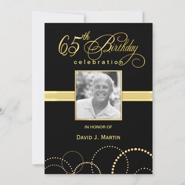 65th Birthday Party Invitations - Photo Optional (Front)