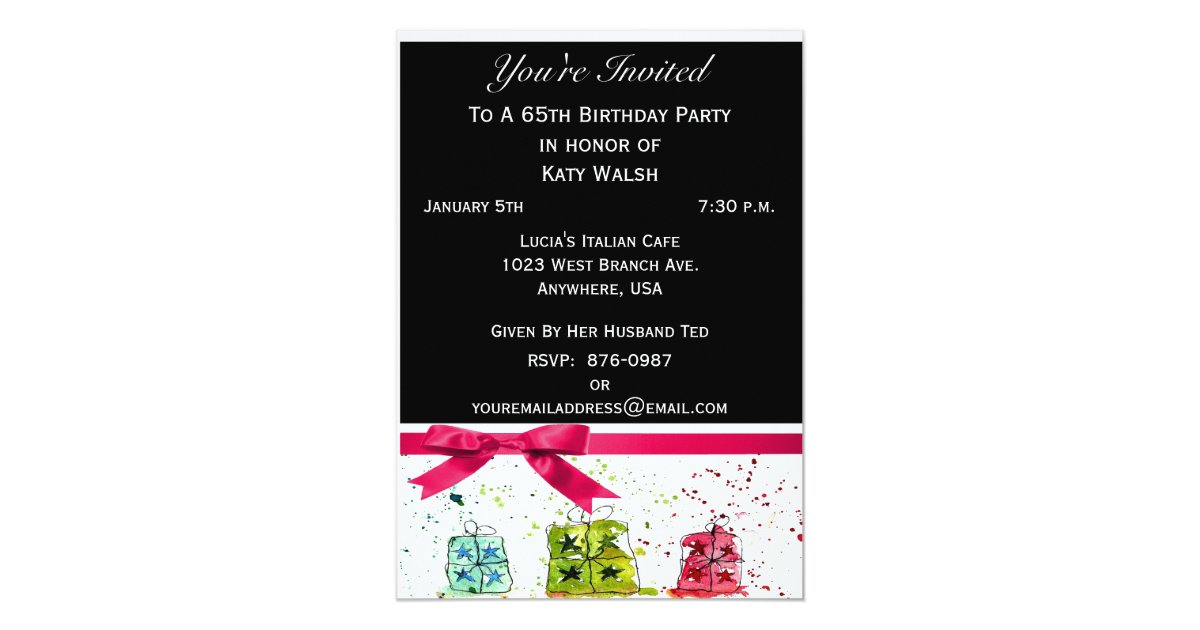 65th Birthday Party Personalized Invitation | Zazzle.com