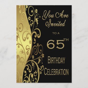 65th Birthday Party Personalized Invitation by NightSweatsDiva at Zazzle