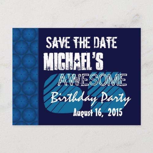 65th Birthday Party Save the Date Blue Midnight Announcement Postcard