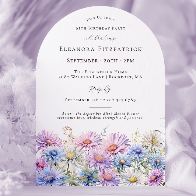 65th Birthday Party September Birth Month Flower  Invitation (Creator Uploaded)