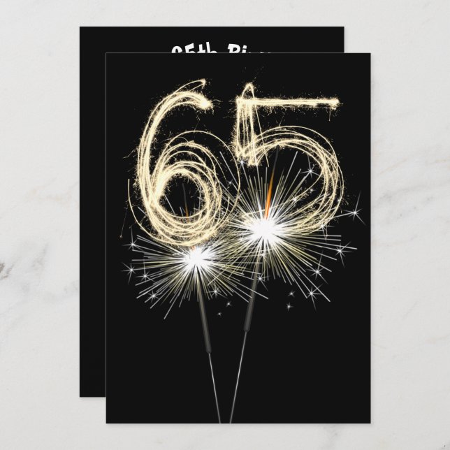 65th Birthday Party Sparkler Invitation (Front/Back)