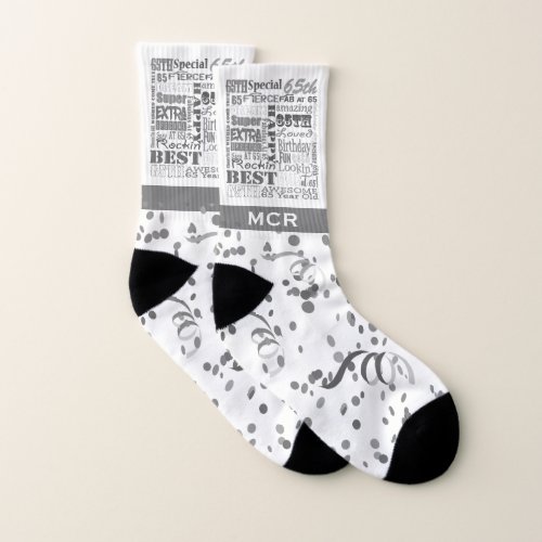 65th Birthday Party Special Personalized Monogram Socks