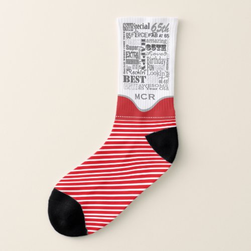 65th Birthday Party Special Personalized Monogram Socks