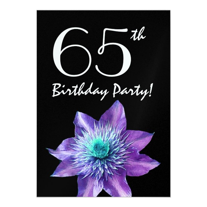 65th Birthday Party Template Purple Passion Flower Announcements