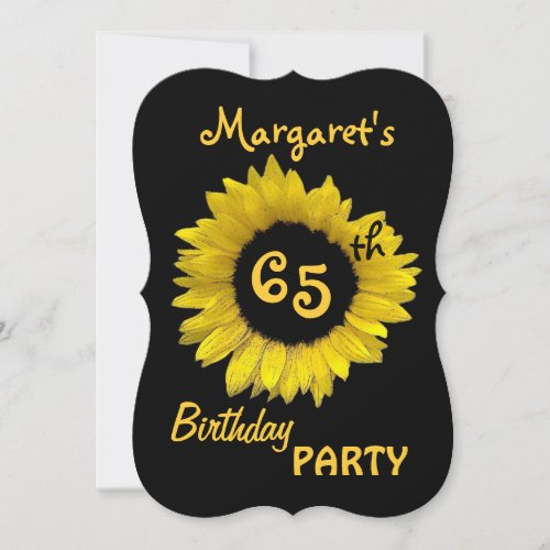 65th Birthday Party Yellow Sunflower V08 Invitation
