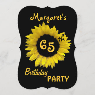 65th Birthday Party Yellow Sunflower V08 Invitation