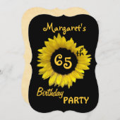 65th Birthday Party Yellow Sunflower V08 Invitation (Front/Back)