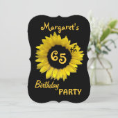 65th Birthday Party Yellow Sunflower V08 Invitation (Standing Front)
