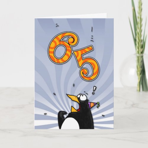 65th Birthday Penguin Surprise Card