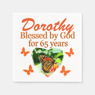 65TH BIRTHDAY PERSONALIZED BUTTERFLY NAPKINS