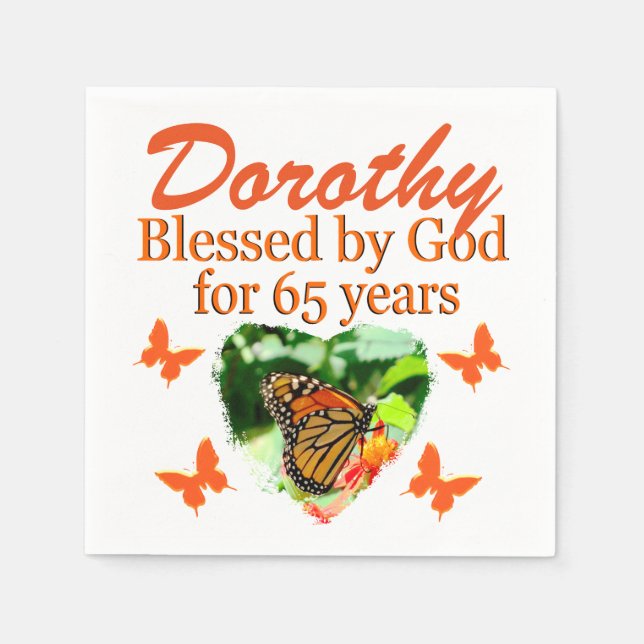 65TH BIRTHDAY PERSONALIZED BUTTERFLY NAPKINS (Front)