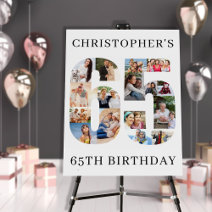 65th Birthday Number 65 Photo Collage Welcome Foam Board