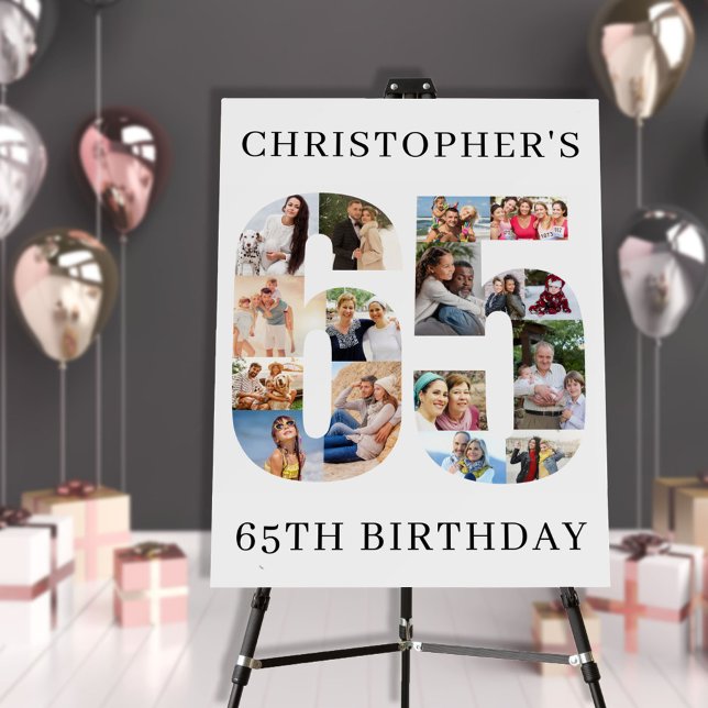 65th Birthday Photo Collage Number 65 Personalized Foam Board (Creator Uploaded)