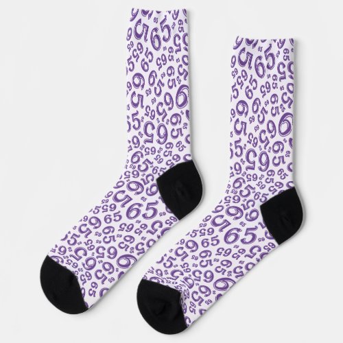 65th Birthday Purple Random Number Pattern Socks