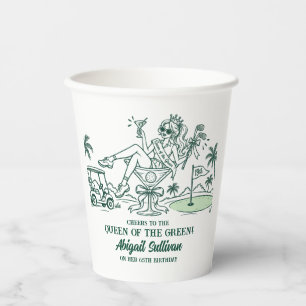 65th Birthday Queen of the Green Funny Golf Paper Cups