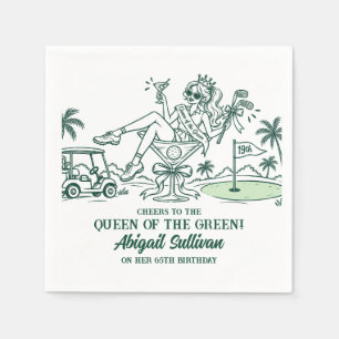 65th Birthday Queen of the Green Golf Cocktail Napkins