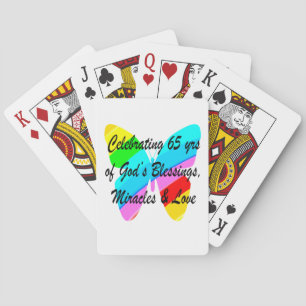 65TH BIRTHDAY RAIN BUTTERFLY DESIGN POKER CARDS