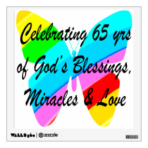 65TH BIRTHDAY RAIN BUTTERFLY DESIGN WALL STICKER