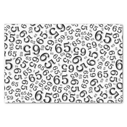 65th Birthday Random Number Pattern BlackWhite Tissue Paper