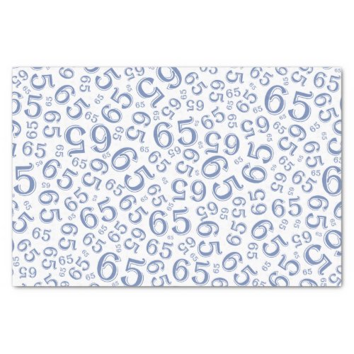 65th Birthday Random Number Pattern BlueWhite Tissue Paper
