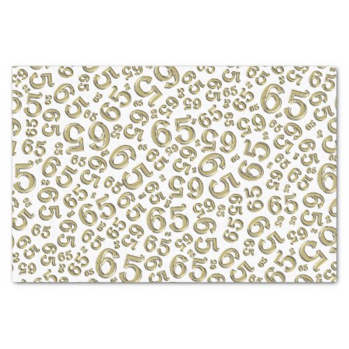65th Birthday Random Number Pattern GoldWhite Tissue Paper