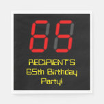 [ Thumbnail: 65th Birthday: Red Digital Clock Style "65" + Name Napkins ]