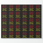 [ Thumbnail: 65th Birthday: Red Digital Clock Style "65" + Name Wrapping Paper ]