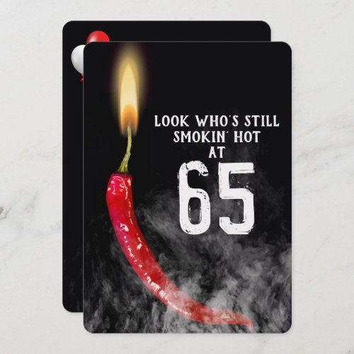 65th Birthday Red Hot Pepper Candle  Invitation