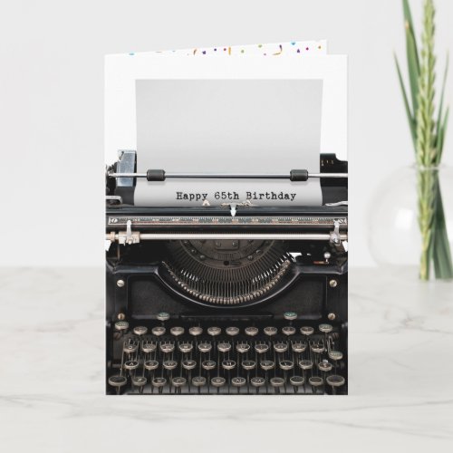 65th Birthday Retro Typewriter Card