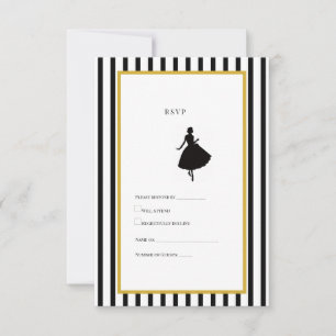 65th Birthday RSVP Card Black & Gold