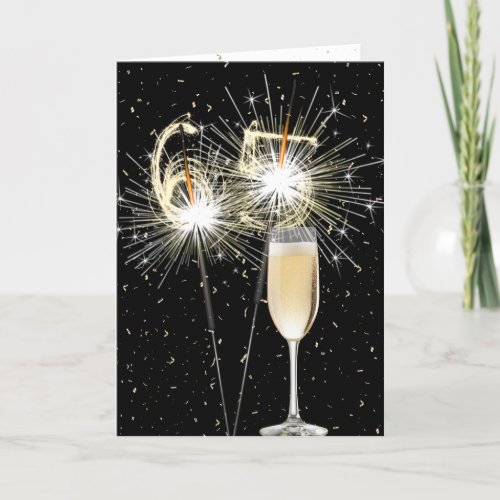 65th Birthday Sparklers With White Wine Card