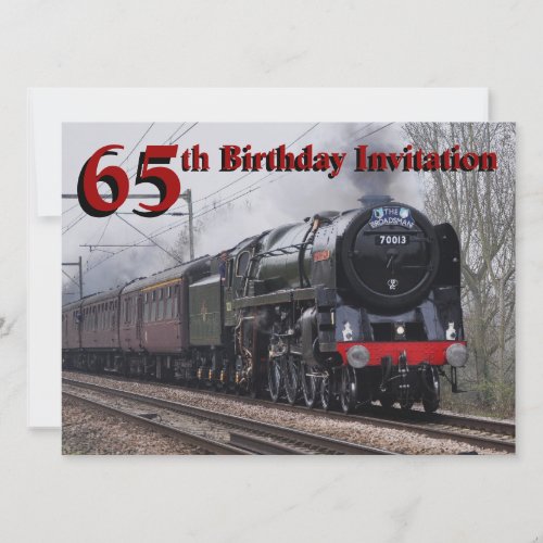 65th Birthday Steam train Invitation