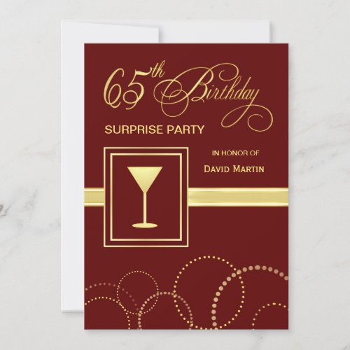 65th Birthday Surprise Party Invitation _ Burgundy