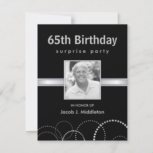 65th Birthday Surprise Party Photo Invitations