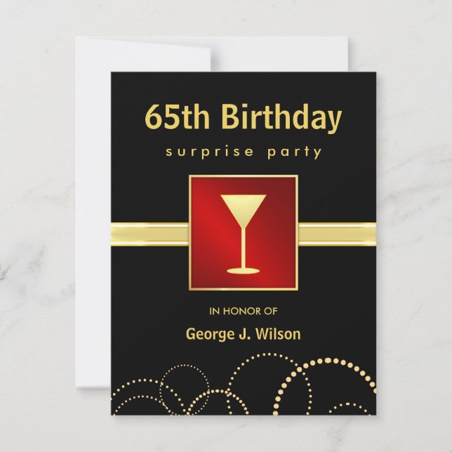 65th Birthday Surprise Party - Photo Optional Invitation (Front)