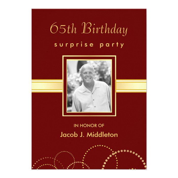 65th Birthday Surprise Party   Photo Optional Custom Invitation