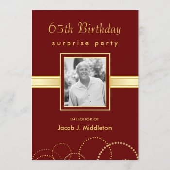 65th Birthday Surprise Party - Photo Optional Invitation by SquirrelHugger at Zazzle