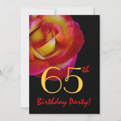 65th Birthday Template - Red and Yellow Rose Invite