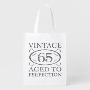 65th Birthday Vintage Reusable Grocery Bag