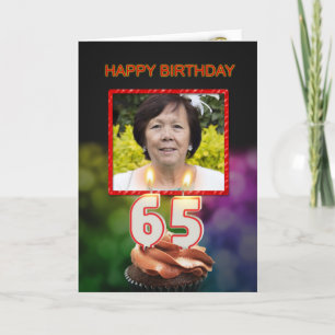 65th Birthday with cake and candles Card