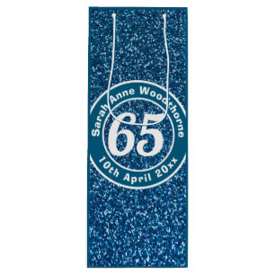 65th Birthday with Name, Age, & Date Wine Gift Bag
