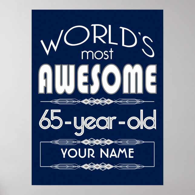 65th Birthday Worlds Best Fabulous Dark Blue Poster (Front)