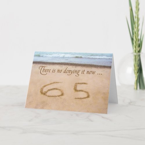 65th Birthday Writing in Sand Seashore Card