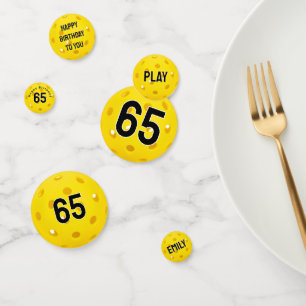 65th Birthday Yellow Pickleball Confetti