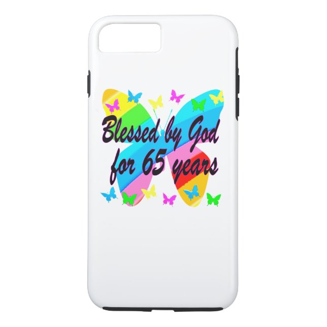 65TH BLESSED BY GOD BUTTERFLY DESIGN Case-Mate iPhone CASE (Back)
