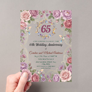 65th Blue Sapphire Wedding Anniversary Acrylic Invitations