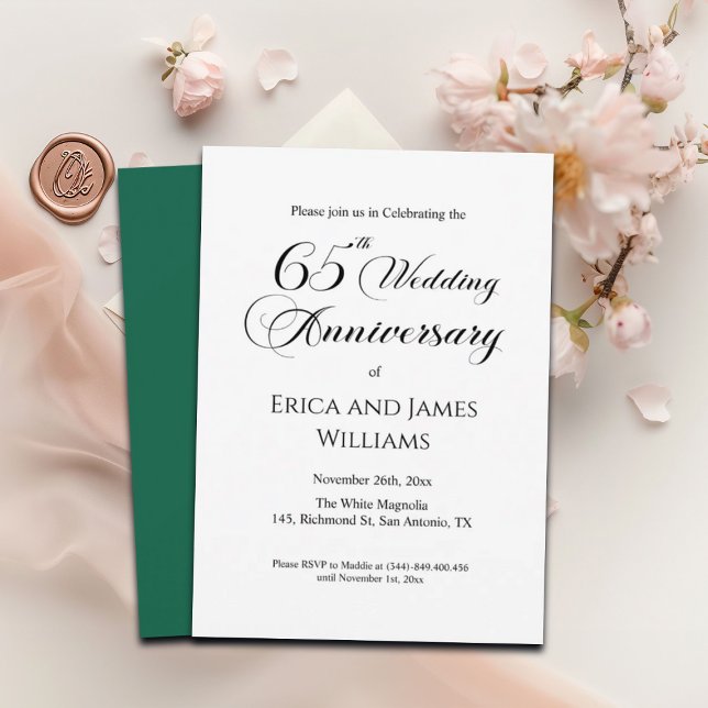65th Blue Sapphire Wedding Anniversary Elegant Invitation (Creator Uploaded)