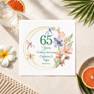 65th Blue Sapphire Wedding Anniversary Gold Frame  Napkins